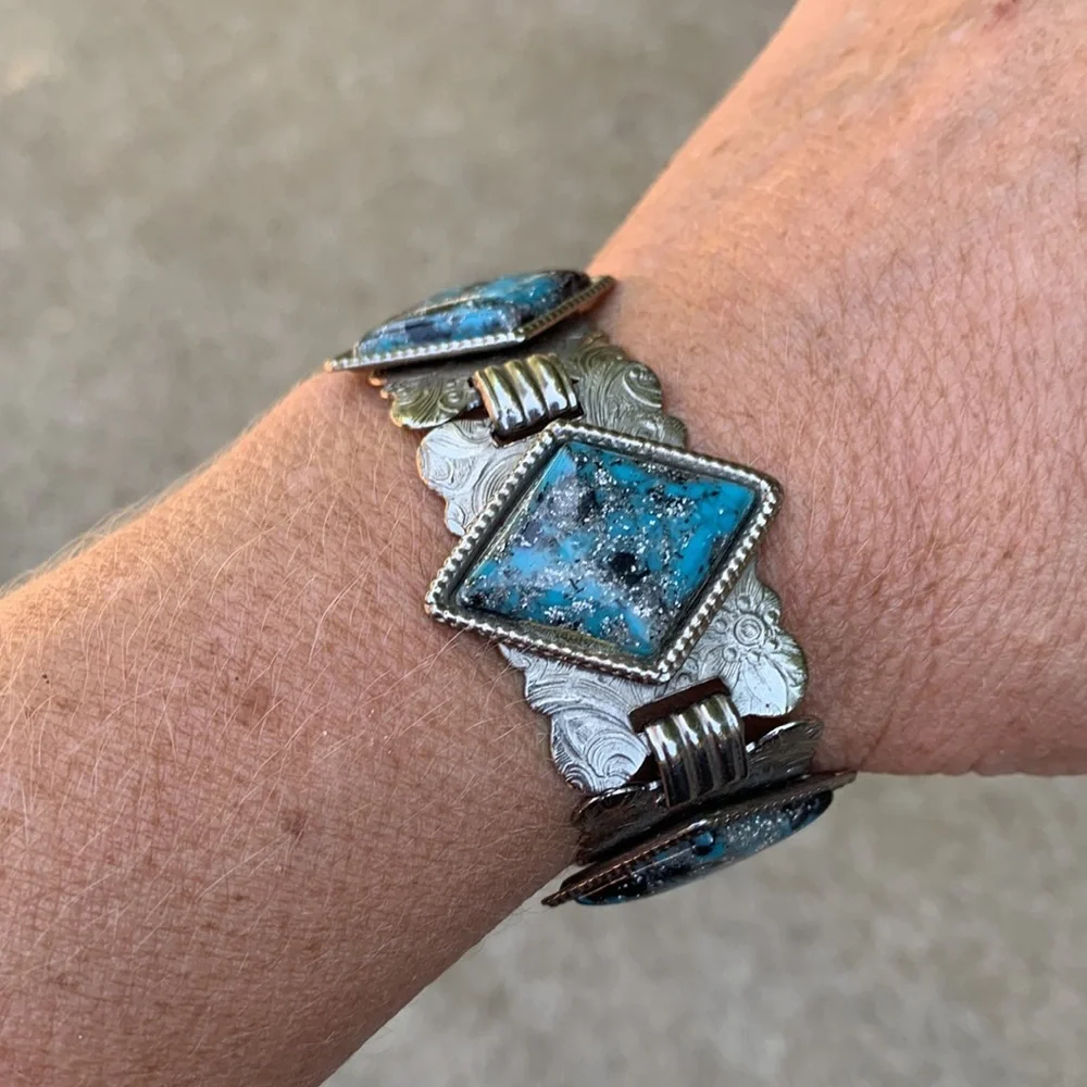 Vintage 1970s bracelet and concho belt set